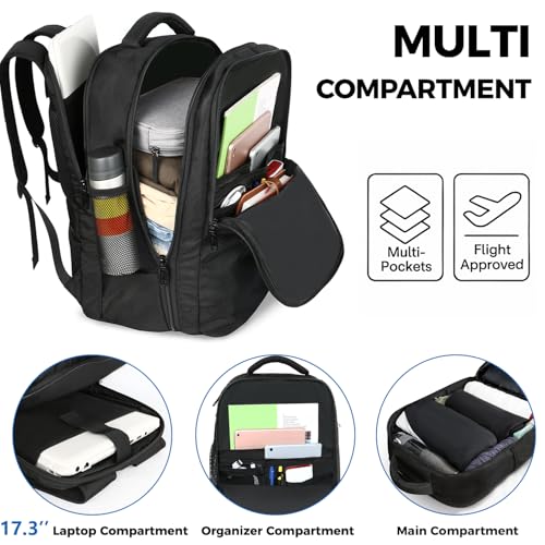 MATEIN Travel Backpack with Shoe Compartment, 40L Travel Backpack Carry On - color: Black, size: X-Large