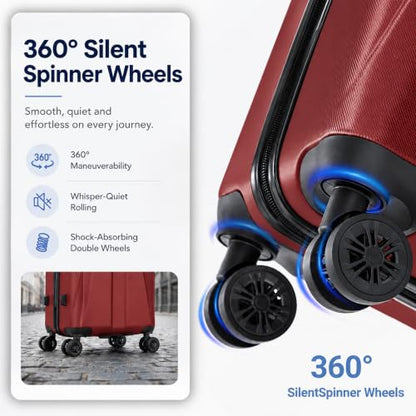 20/24/28 Inch Hardshell Suitcase Set, ABS Luggage Set with TSA Lock 5 Piece - color: Red