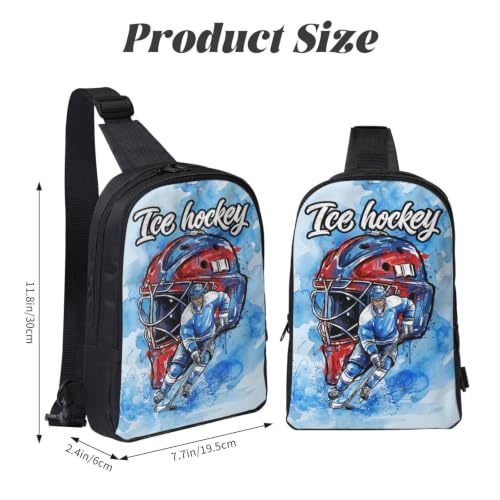Mens Crossbody Bag Sling Backpack Portable EDC Chest Bag - color: Ice Hockey