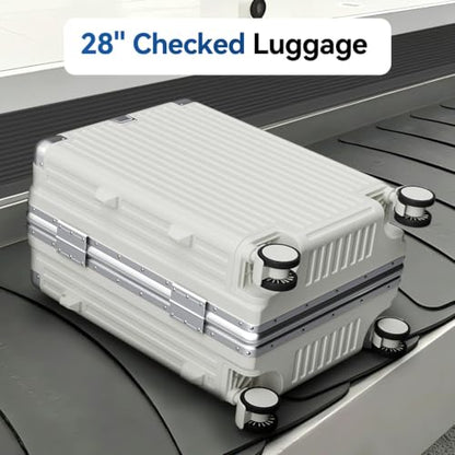 Trunk Luggage, Hardside Large Checked Suitcase, White, 28 in - color: white, size: 28in