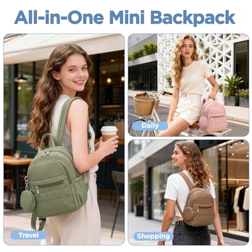 Mini Backpack for Women, Anti Theft RFID Small Travel Backpack - color: Green