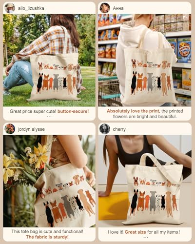 Miss Adola Canvas Tote Bag for Women with Zipper, Multi Puppies - color: Multi Puppies