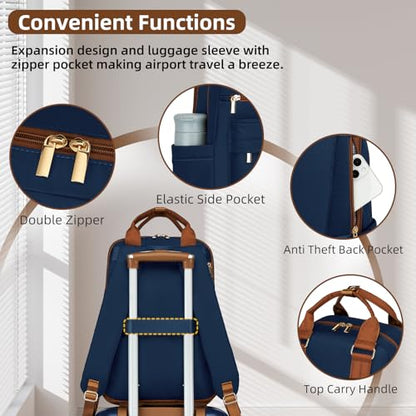 LARVENDER Expandable Carry on Luggage Sets 3 Piece Suitcases Set, Navy - color: Navy Blue, size: 3 piece set(BP/TB/20)