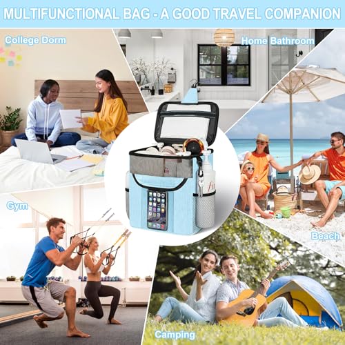 Attmu Mesh Shower Caddy Portable for Dorm Room Essentials, Shower Tote Bag - color: Dusty Blue