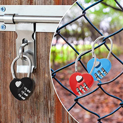 3 Pack Mini Padlock Heart Code Lock 3-Digit Combination