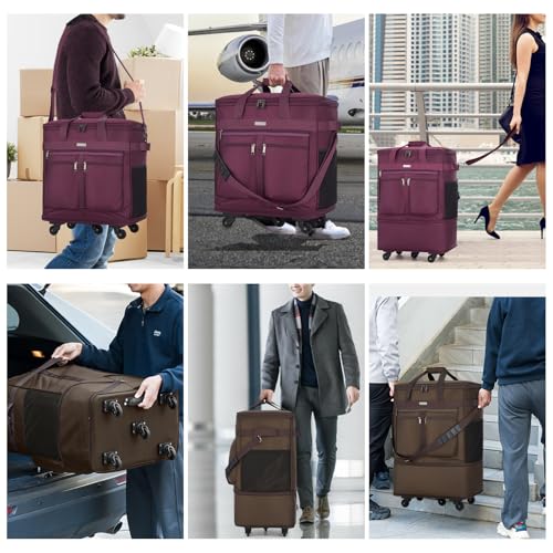 MILADA Expandable Checked Luggage Collapsible Duffle Bag 68L-98L, Coffee - color: Coffee