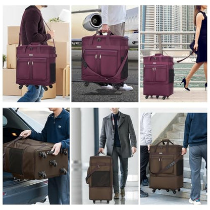 MILADA Expandable Checked Luggage Collapsible Duffle Bag 68L-98L, Coffee - color: Coffee
