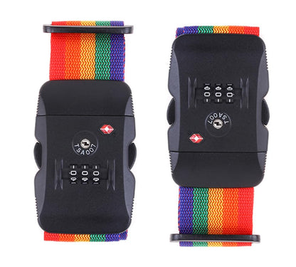 Travel Luggage Strap Adjustable Suitcase Packing Belt with TSA Combination Lock 2 Pack Rainbow 2P - color: Rainbow 2P