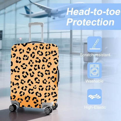 ANNA QUEEN Travel Luggage Cover Suitcase Protector Suitcase Cover Anti-Scratch,Stretchable Bag Cover Washable Durable Polyester - color: Leopard print pattern, size: M(fits 24-26Inch suitcase)