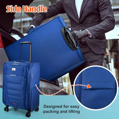 Verdi Luggage 2 Piece Set Suitcase Spinner Wheels Softshell Expandable, Carry On Luggage with USB Port (Navy, 2-Piece set(20/24)) - color: Navy, size: 2-Piece set(20/24)