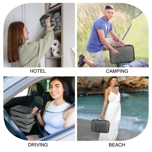 Packing Cubes for Travel,4 Set Packing Cubes for Suitcases,Lightweight Mesh Luggage Organizer Bag with Double Zipper,Grey - color: Grey
