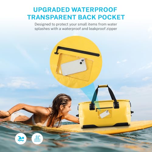 Gonex Waterproof Duffel Bag, 40L/60L/80L Roll-Top Travel Kayaking Dry Bag - color: Yellow, size: 80L