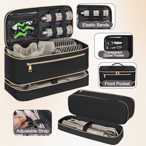 Travel Carrying for Shark Flex Style, Double Layer Hair Dryer Case - color: Black Glod