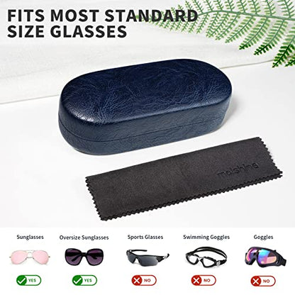 molshine Hard Shell Sunglasses Case, Classic Large Glasses Case for Women Men, Sunglass Eyeglasses - color: Dark Blue