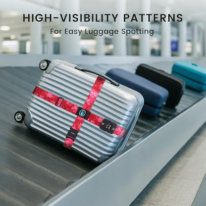 Travelkin Luggage Straps TSA Approved, Suitcase Straps with TSA Lock - color: Sakura