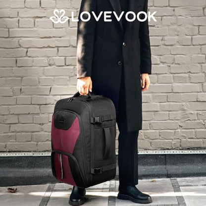 LOVEVOOK 여성용 여행용 백팩, 휴대용 백팩, 개인 물품 여행 가방, 블랙-레드 - color: 블랙-레드, size: 40L-3Pcs