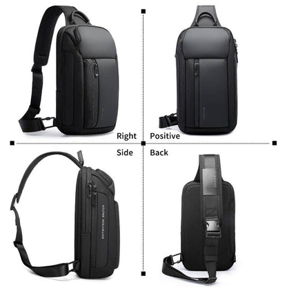 BANGE Men's Crossbody Backpack - Waterproof Shoulder Bag for Travel, Hiking & Daily Commute - color: Black