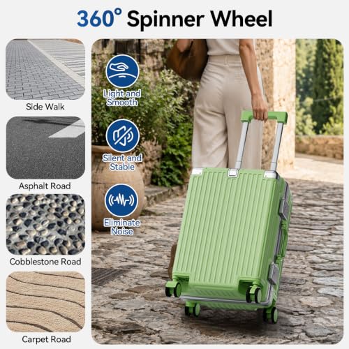 Checked Luggage, Zipperless Hardside Suitcase, Fruit Green, 24 in - color: fruit green, size: 24in