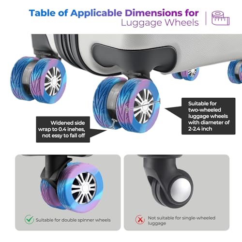 8Pcs Luggage Wheel Covers, Travel Accessories (Gradient Blue & Purple) - color: Gradient Blue & Purple