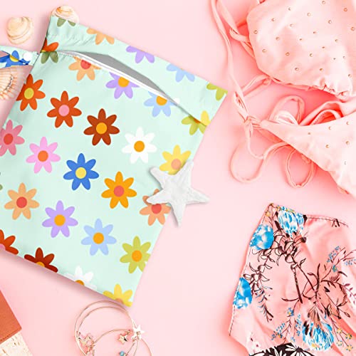 Wet bag, Wet dry bag, swimsuit, travel, beach, pool, diapers, dirty yoga gym clothes, toiletries, waterproof Heart Decor Bohemian heart romantic birthday gift, 2 piece set. - color: RetroFlower