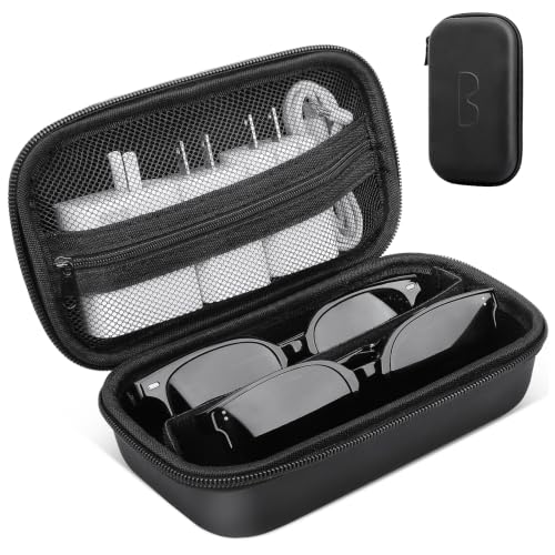 Jiunai Double Smart Glasses Case Zipper Travel Portable Organizer AI Glass - color: Black