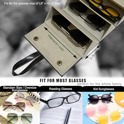 Longjet Sunglasses Organizer Travel Glasses Case Eyeglasses Storage Box - color: Black Grey