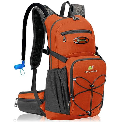N NEVO RHINO Hydration Backpack, 18L Hiking Backpack with 3L Water Bladder - color: Orange