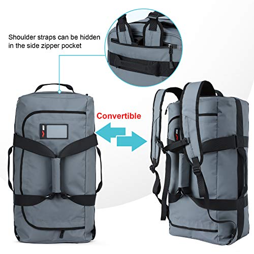 MIER 40L/60L/90L Water Resistant Backpack Duffel, Heavy Duty Duffle Bags - color: Gray, size: 90l