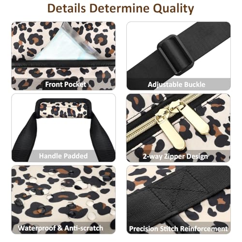 Capolo Expandable Travel Duffle Bag Weekender Overnight Bags for Women Men - color: Leopard, size: Large