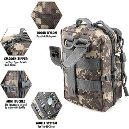 LIVANS Tactical Molle Utility Pouch, EDC Tool Pouch, Small Admin Pouch - color: CamoGray