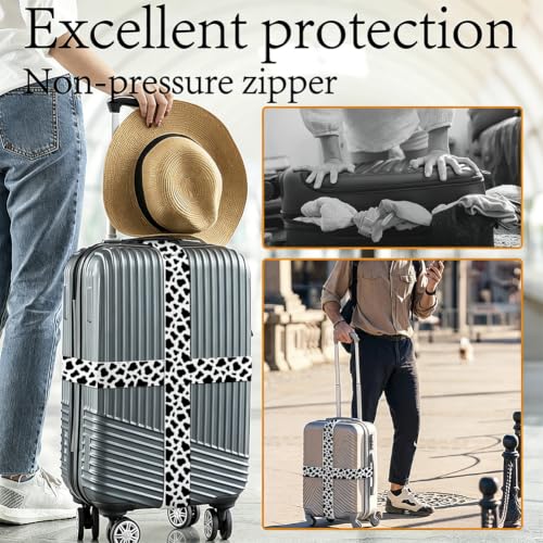 2Pcs Cow Print Luggage Straps for Suitcases 23.6-35.4 Inch - color: Cow Print