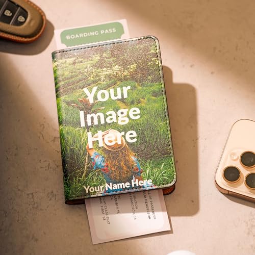 Personalized Passport Holder - Custom Vegan Leather RFID Passport Cover - color: Mountains Are Calling And I Must Go