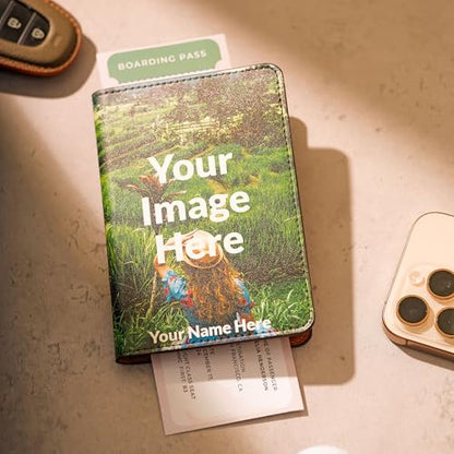 Personalized Passport Holder - Custom Vegan Leather RFID Passport Cover - color: Mountains Are Calling And I Must Go