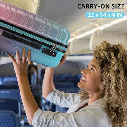 LARVENDER Carry on Luggage Sets 3 Piece, 20inch Suitcase Set, Cotton Candy - color: Cotton Candy 20in, size: 3 Piece Set (20/DB/TB)