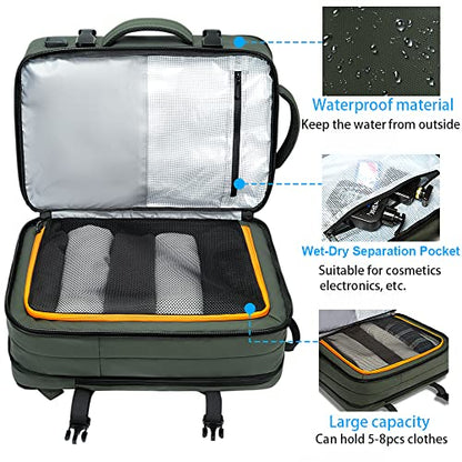 BANGE Carry-on Backpack, 45L Expandable Travel Backpacks,Weekend Backpack Briefcase,Waterproof Laptop Backpack Fits For 17.3” Laptop - color: Green, size: 45L(expansion)