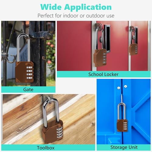 CL21MC 2.6 Inch Long Shackle Combination Lock, 4 Digit Combination Padlock Set Your own Combination for Gym Locker Lock, School, Gates, Doors, Toolbox, Hasps and Storage (Mocha Mousse (L) *1) - color: Mocha Mousse (L) *1