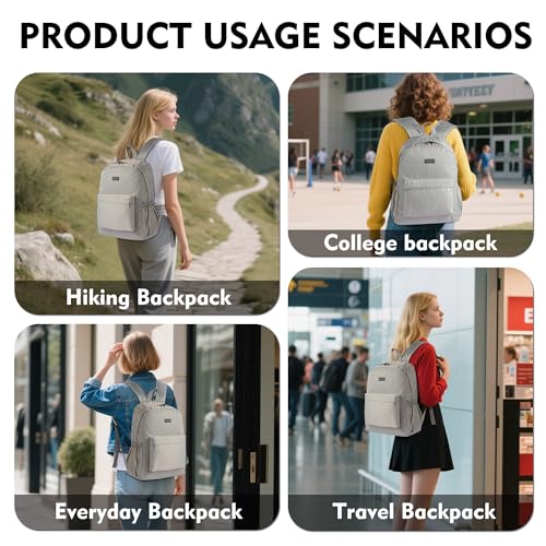 AOTIAN Large Backpack, Men Women Casual Daypack for College Travel Work - color: Light Gray - 17 Inch