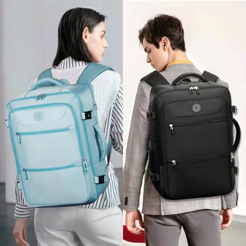 SHRRADOO Travel Backpackfor Women Men, with Storage Cosmetic Bag Set 3pcs - color: Light Blue