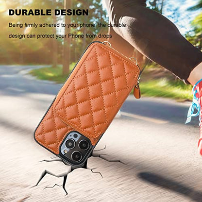 Bocasal Crossbody Wallet Case Card Holder for iPhone 14 Pro Max Brown - color: Brown