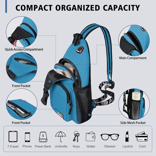 Geestock Convertible Sling Bag Crossbody Backpack for Women Men, Blue - color: Blue, size: Small