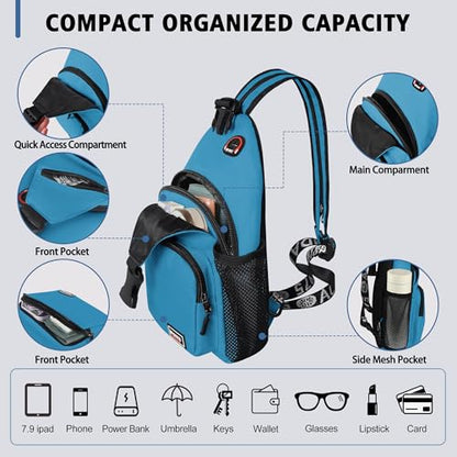 Geestock Convertible Sling Bag Crossbody Backpack for Women Men, Blue - color: Blue, size: Small