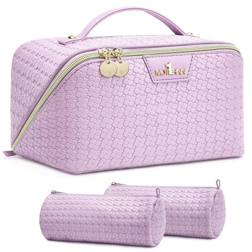Travel Makeup Bag Organizer, Makeup Travel Bag, 3-Piece Set Purple - color: 06Purple
