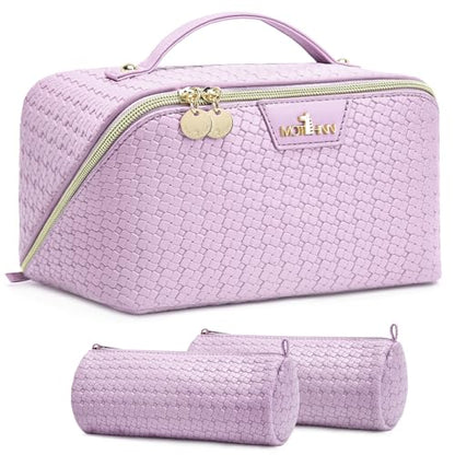 Travel Makeup Bag Organizer, Makeup Travel Bag, 3-Piece Set Purple - color: 06Purple