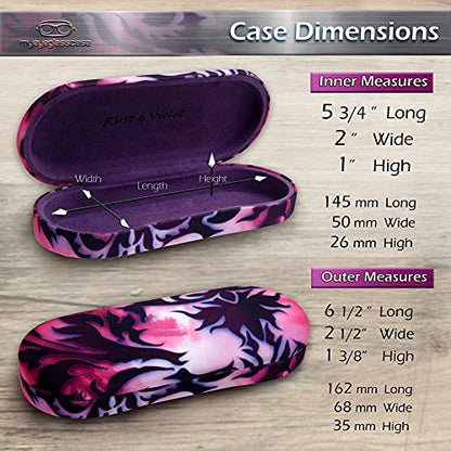 MyEyeglassCase Hard Shell Glasses case, Medium Eyeglasses Holder, Easy Open Lip for Men Women, Portable Sleeve Pouch & Cloth - color: Damask Paisley