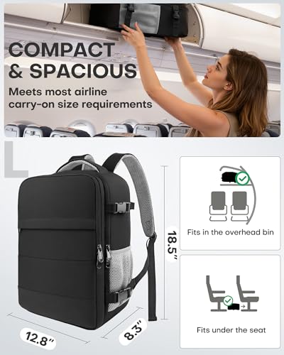 HOTOR Travel Backpack Flight Approved Bag Men Women, Large Black - color: Black, size: Large