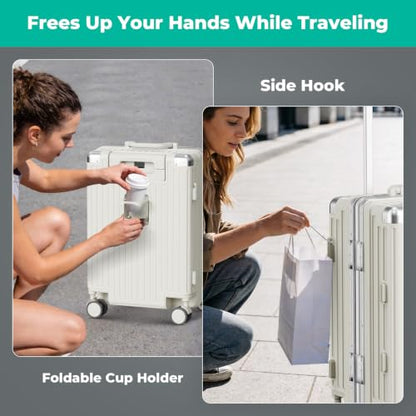 20 Inch Zipperless Carry on Luggage, Airline Approved Hardside Suitcase - color: White, size: 20 Inch