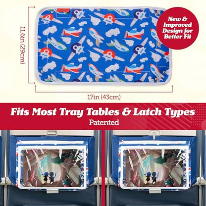Lusso Gear Airplane Tray Cover for Kids, Travel Organizer, Tablet Holder - color: Dinos