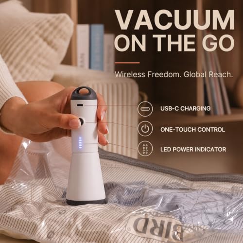 Vacbird Travel Vacuum Bags with Rechargeable Pump, Carry-On Space Saver - size: 18 Combo Travel Size