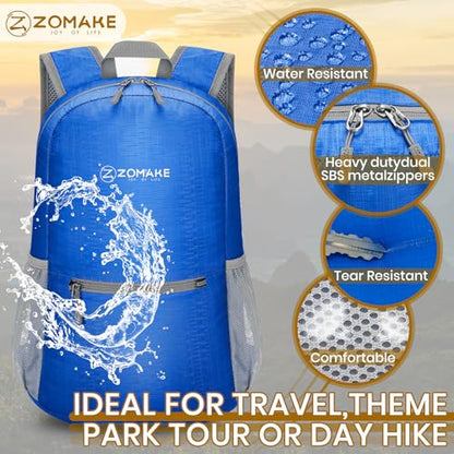 ZOMAKE Lightweight Packable Backpack, Foldable Small Travel Day Pack - color: B-dark Blue 1