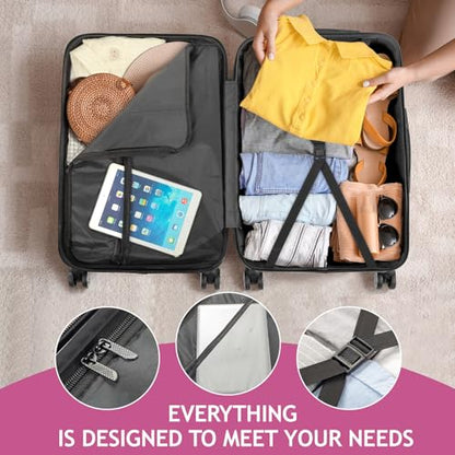 Karl home Luggage Set of 3 Hardside Suitcase Sets - Pink (20/24/28) - color: Pink, size: 3 Piece Set